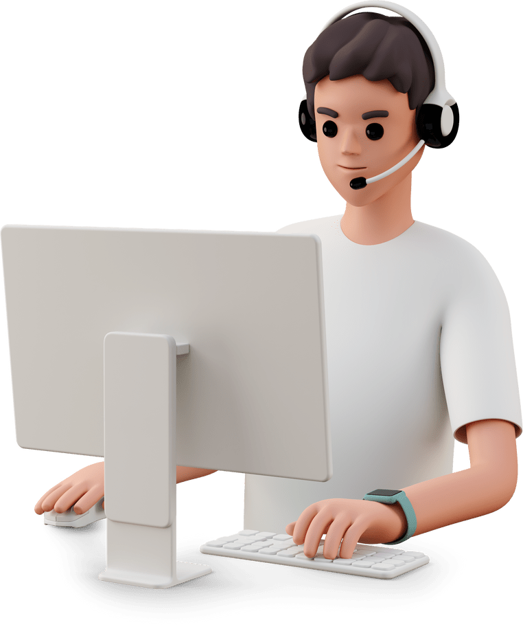 casual-life-3d-young-man-in-headset-using-computer